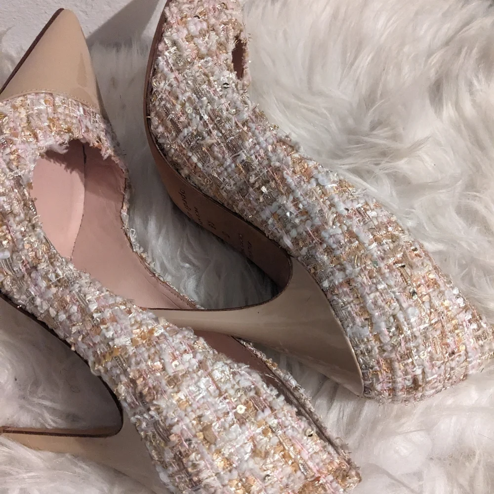 Kate Spade Lacy Tweed Heels 8.5 - Blush Pink Pastel